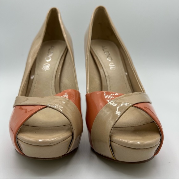 Women's Aldo High Heel Dress Shoe Cream / Beige and Coral US 7.5 - Picture 2 of 13